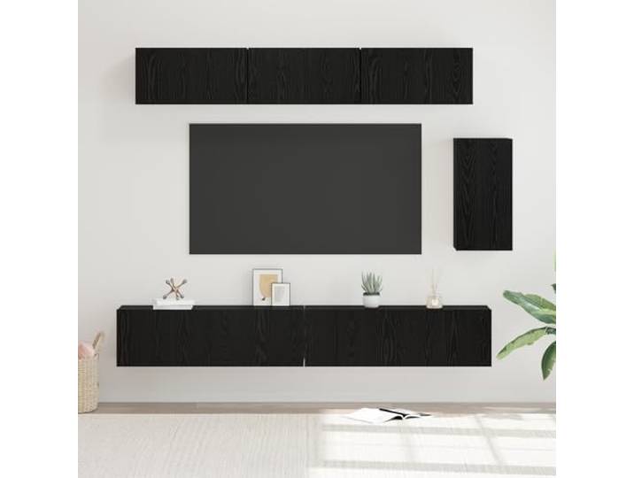 HEFZGDB Wandmontierter Schrank mit Regal 6 Stücke Schwarz Eiche 100 x 30 x 30 cm Holzwerkstoff Scharniertür Stauraum Möbelstück minimalistisch