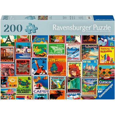 Puzzle RAVENSBURGER "Feel Well & Puzzle, Briefmarken", bunt, Puzzles, KinderB:42,2cm H:29,2cm, Pappe, XL, für Erwachsene, Made in Europe, B:42,2cm H:29,2cm