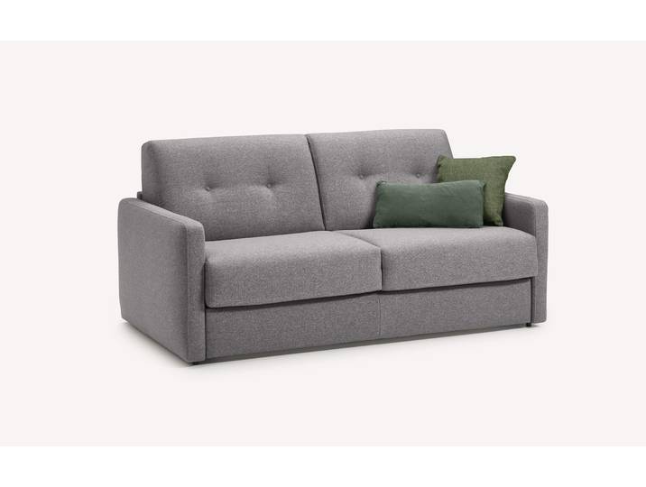 Canapé convertible Tissu NED - Gris - Couchage 140x195 - Sommier Grille