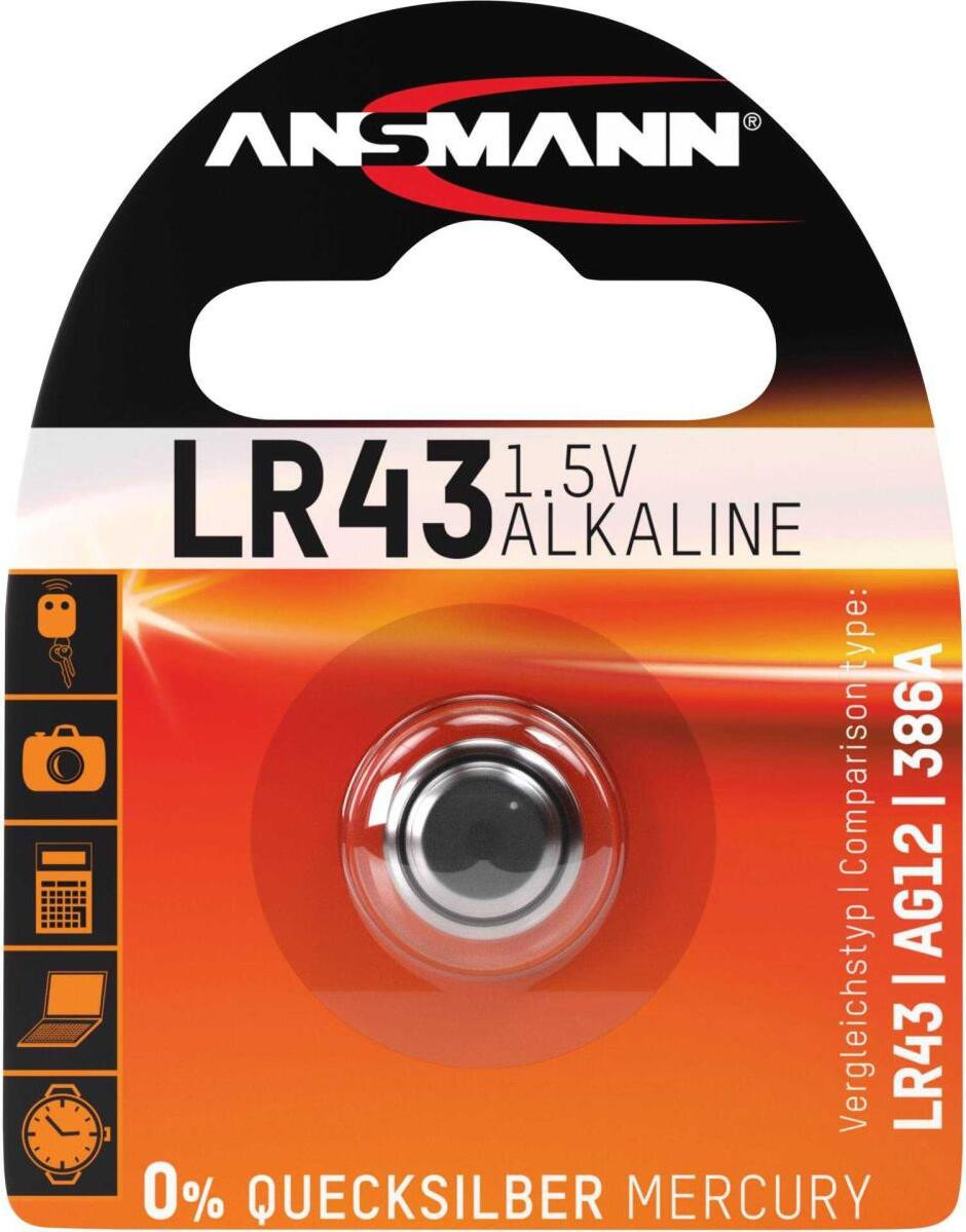 Ansmann LR 43 alkaline knoopcelbatterij, zilver