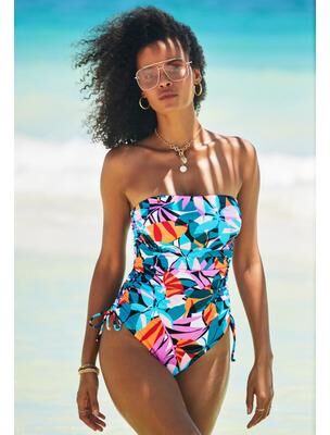 Plus Size Women's Bandeau Adjustable One Piece by Swimsuits For All in Rio Tropical (Size 12)