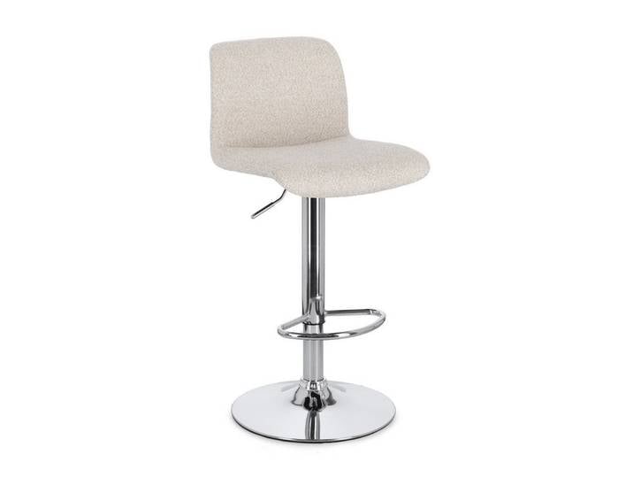 Feeling4Home Barhocker Rafael 2er-Set, Chrome / Beige, Höhenverstellbar, mit Fußstütze