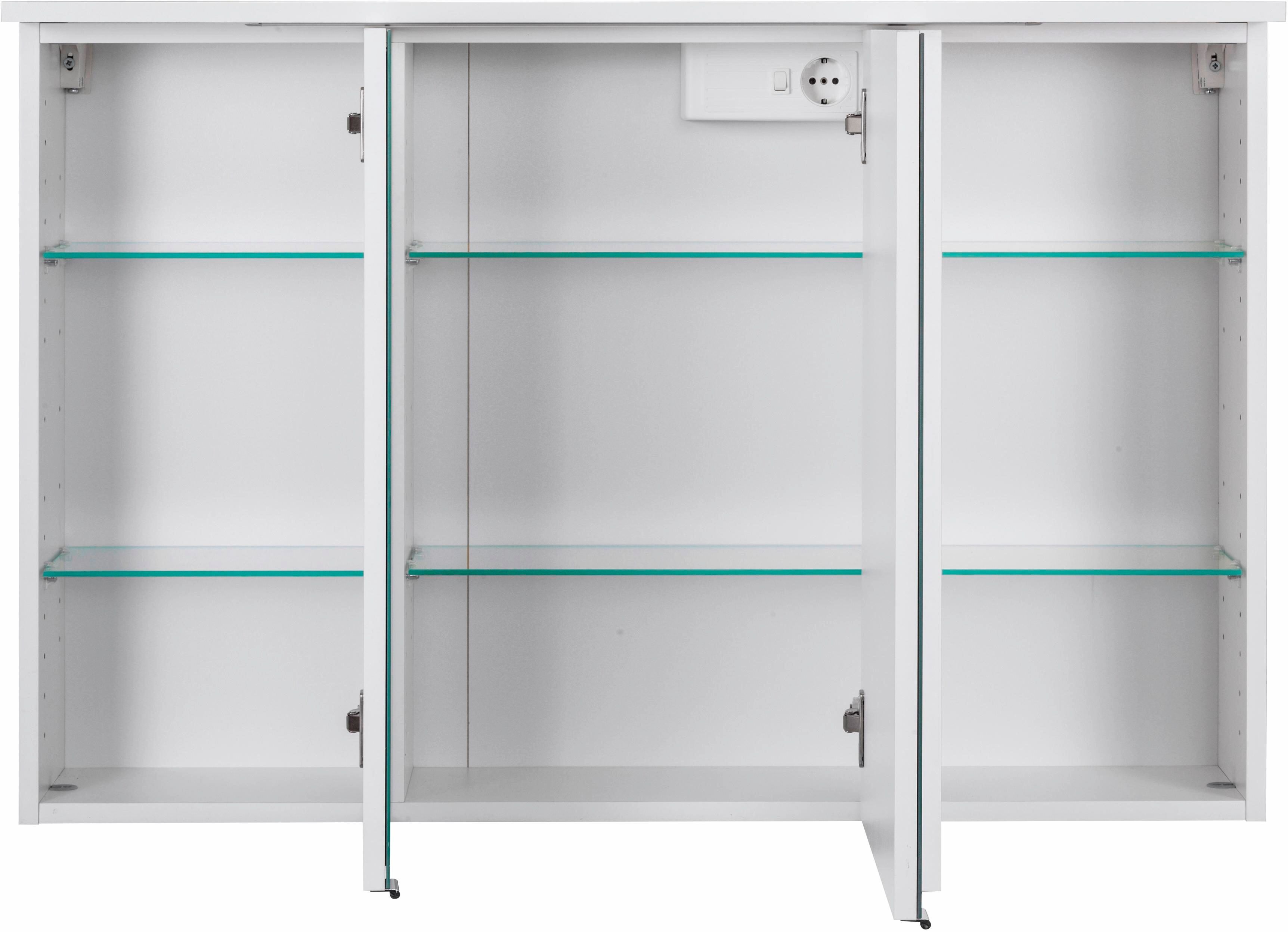 Spiegelschrank WELLTIME "Ravenna", weiß, B:100cm H:68cm T:20cm, Schränke, Spiegelschrank, Breite 100 cm