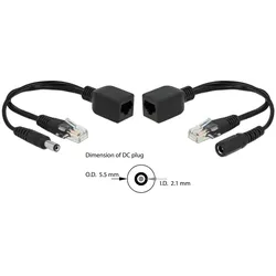 DELOCK Passives PoE Adapter Set RJ45 DC 5,5 x 2,1 mm
