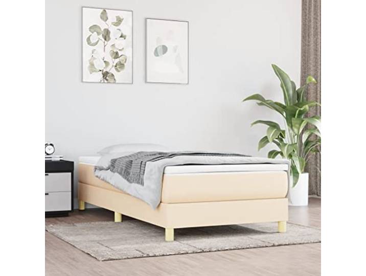 RJPLMFV Lattenrost, Holz und Matratze, cremefarben, 90 x 190 cm Taschenfedern, feste Unterstützung, atmungsaktiver Stoff, weicher Matratzenschoner, Anleitung im Lieferumfang enthalten