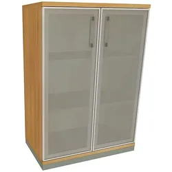 fm Büromöbel Aktenschrank »Oldenburg« 3 OH satinierte Acrylglastüren braun, 80x113.3x44.2 cm