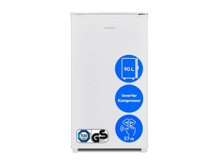 Medion® Kühlschrank MD370033, 85 cm hoch, 47.5 cm breit, 90L Gesamt-Nutzinhalt, Inverter Kompressor Technologie