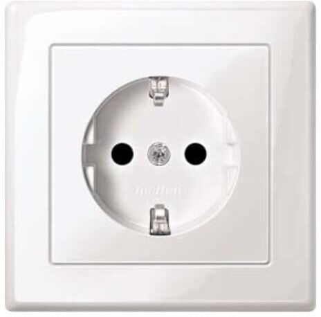 Merten SCHUKO-Steckdose pws/gl volle Abdeckplatte MEG2300-1419)