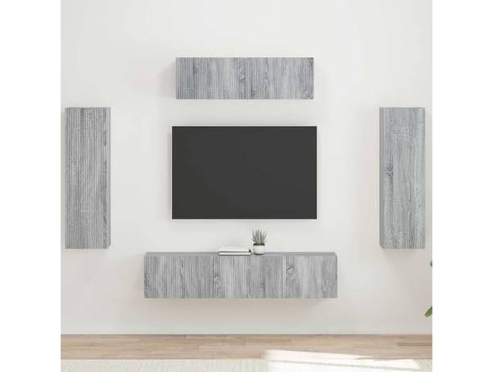 GKMBCVDFR Wandmontierter TV-Schrank 5 STK. Sonoma-Grau mit Stauraum Schwebendes Design, 5-teilig, robuste Bauweise, pflegeleichte Oberfläche, vielseitig einsetzbar