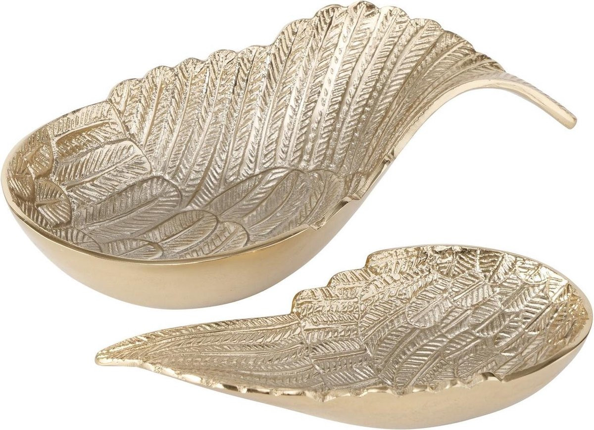Boltze Decoratieschaal Vleugel Goud Aluminium - Set van 2