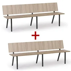 Holzbank für den Wartebereich mit Metallgestell, 1+1 GRATIS, Länge 2000 mm, Eiche natur