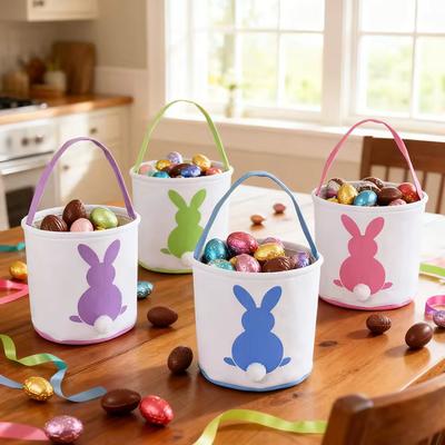 Youfap Market Rabbit Basket Canvas, Baby Easter Bunny Buckets Bag, Kids Festival Gift, Party Tote Decoration Handbag green