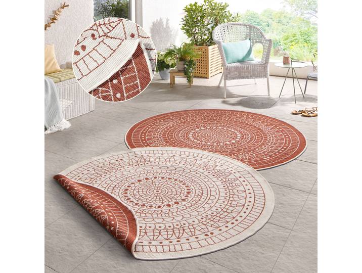 Teppich HANSE HOME Porto Wendeteppich , orange (terra), H:5mm Ø:100cm, Kunstfaser, Teppiche, Teppich, In-& Outdoor, Wetterfest, Balkon, Garten, Wohnzimmer, Wasserfest