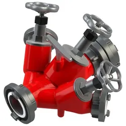 Verteiler DIN 14345 mit drei Abgängen, mit Ventilabsperrung
