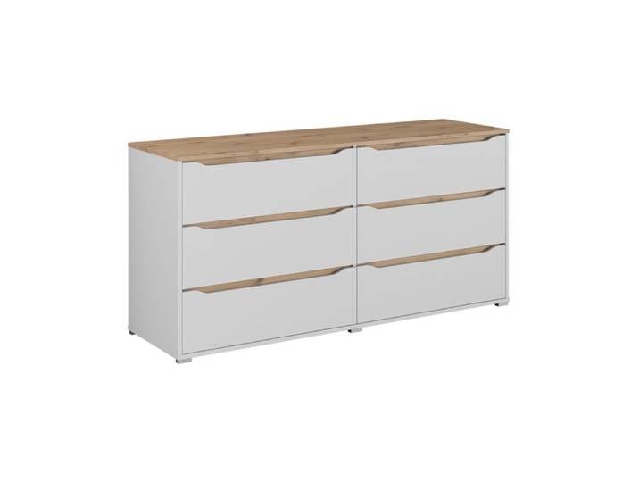 Commode avec tiroirs Ruben 160x76.6cm Blanc/Chêne Artisan Vicco 62890