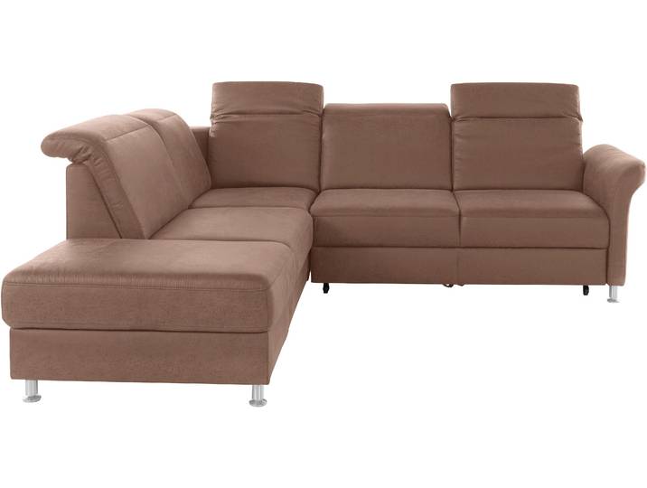 Ecksofa, Flachgewebe, Braun (Haselnuss) 249×221 cm, Mit Kopfteilverstellung & Bettfunktion, SIT & MORE