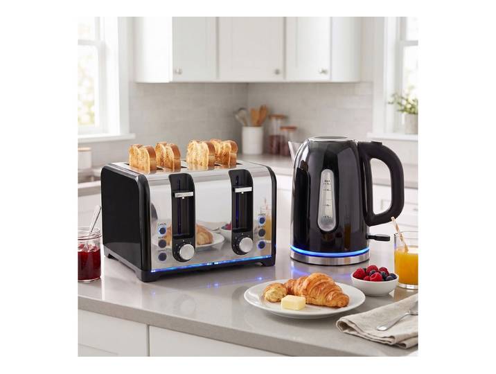 HOMCOM Frühstücks-Set Wasserkocher und Toaster Set, 1,7L Schnellkoch-Wasserkocher (1-tlg), Toaster- und Wasserkocher-Set, schwarz