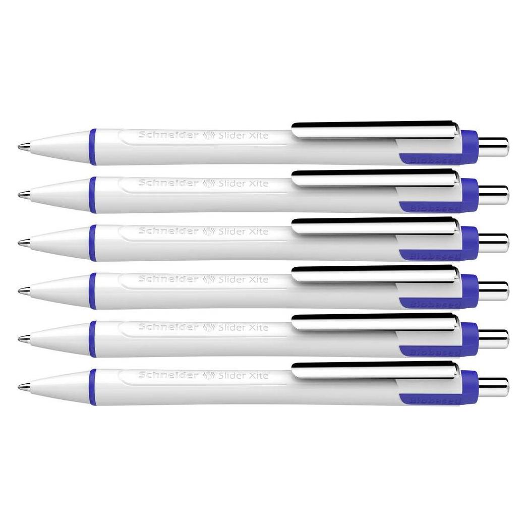 Schneider 5 + 1 GRATIS: 5 Kugelschreiber Slider Xite weiss Schreibfarbe blau + GRATIS 1 St. (6x) (133286)