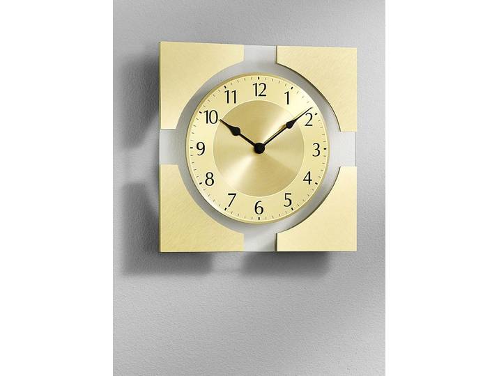 Wanduhr aus Glas mit Funkuhrwerk, Gold