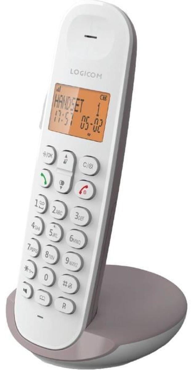 Logicom ILOA 150 SOLO DECT draadloos telefoonapparaat, taupe, met handsfree functie en groot 4-regelig display