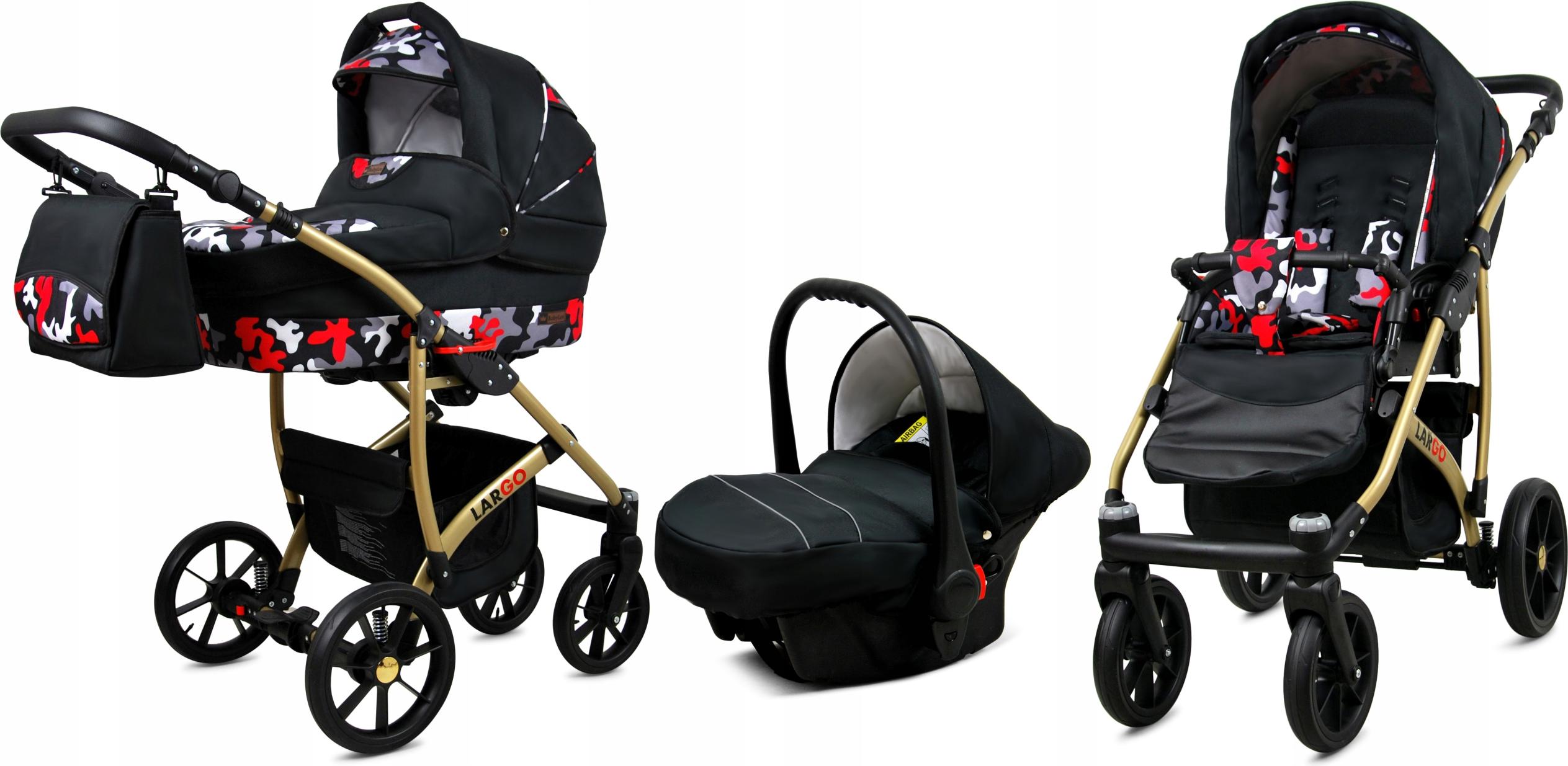 BabyLux Largo | 3in1 Kinderwagen Set | Black Moro | Kombikinderwagen | Kinderwagenset | Buggy +