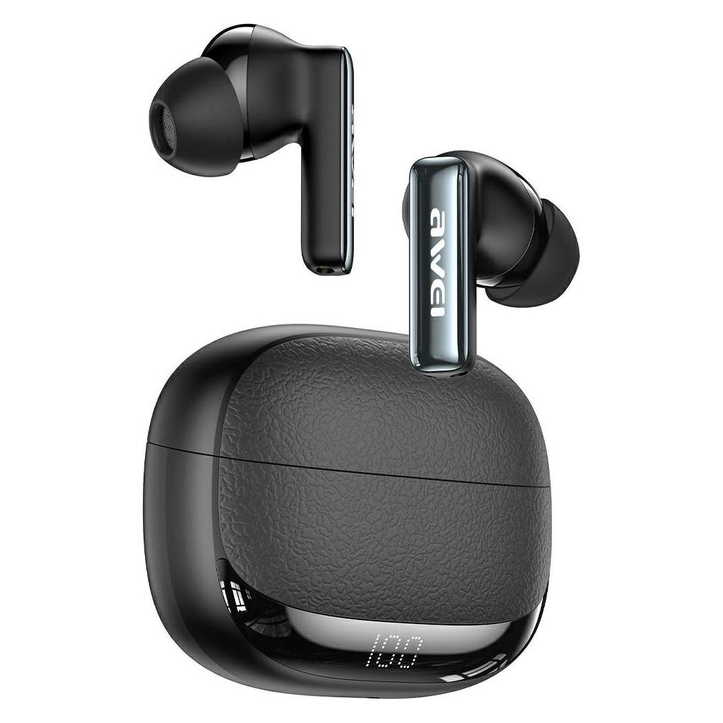 Awei Słuchawki bezprzewodowe TA19 ANC Bluetooth 6.0 TWS + stacja dokująca czarny (ANC, 20 h, Kabellos) (Awe000300)