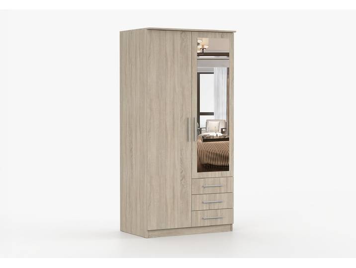 Drehtürenschrank SZANTAL 2D 101 cm Sonoma Eiche Sonoma Eiche + Spiegel