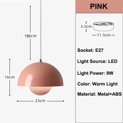Evergreen Home Goods Modern Bud Pendant Light, A Classic Chandelier For Bedroom, Study, And Restaurant Indoor Lighting, Multi Color Optional pink