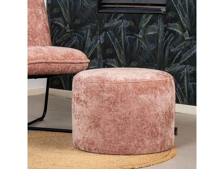 Bronx71 Hocker Juna Chenille Stoff rosa