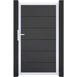 GroJa BasicLine Steckzaun Tor 100x180 cm, Universal DIN Alu-Rahmen EV1 Anthrazit