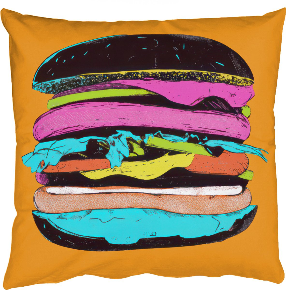 Sierkussen Hamburger Kleurrijk Speels 50 x 50 cm