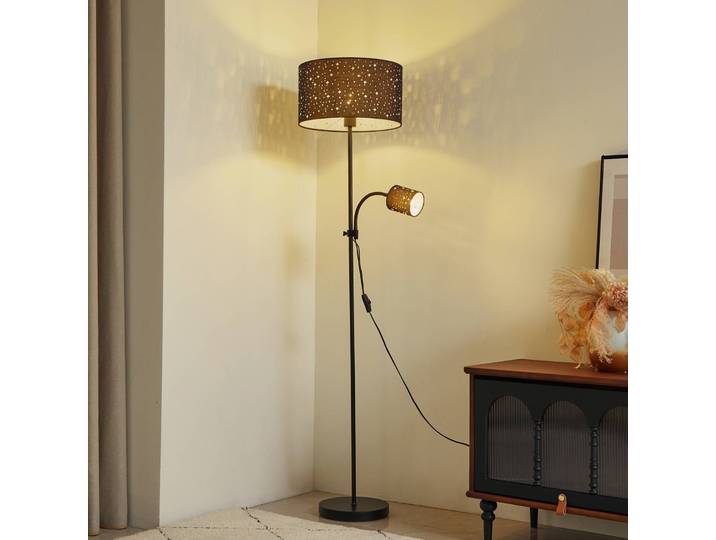 Stehlampe Melanie Lindby, alu / grau / zink, für Wohn- / Esszimmer, Metall, Modern, Leselampe