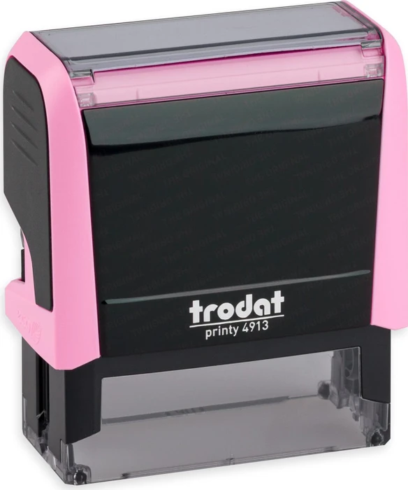 trodat Textstempel, individualisierbar printy 4913 selbstfärbend schwarz mit Logo pastellrosa