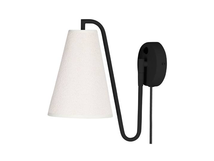 Lou Wandleuchte Bouclé Weiß/Schwarz - Globen Lighting - Wohnzimmer - Design - Stoff / Textil