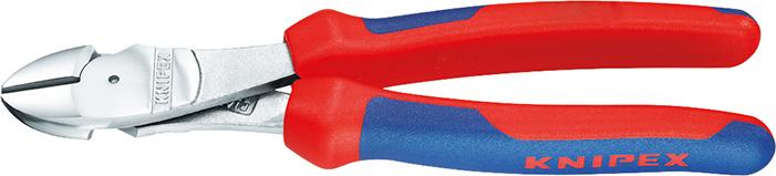 KNIPEX Kraft-Seitenschneider aus Chrom-Vanadium-Hochleistungsstahl, Kopf verchromt, Griffe mit Mehrkomponenten-Kunststoffhüllen
