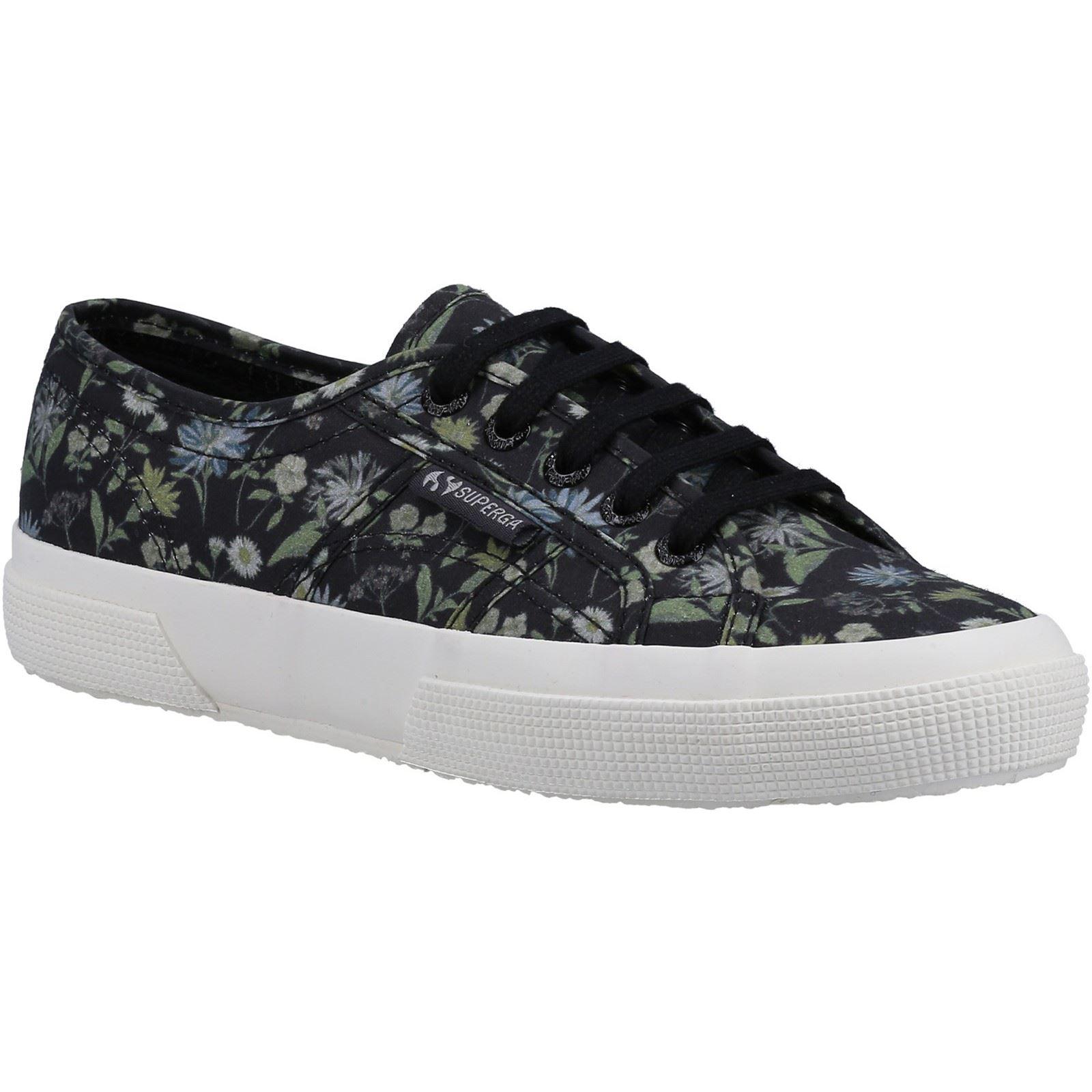 Superga 2750 Floral Print Cotton Damestrainers Donkergrijs/Bloemenprint