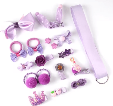 Inspire Essentials Princess Bloom 18 Piece Butterfly Hair Clips And Baby Girl Headwear Set purple 18 Pcs