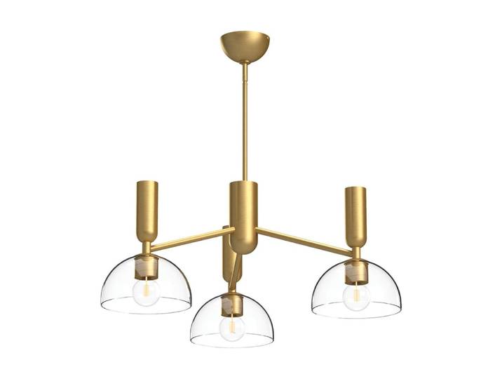 Lustre 3 Lumières Acier, Verre Transparent