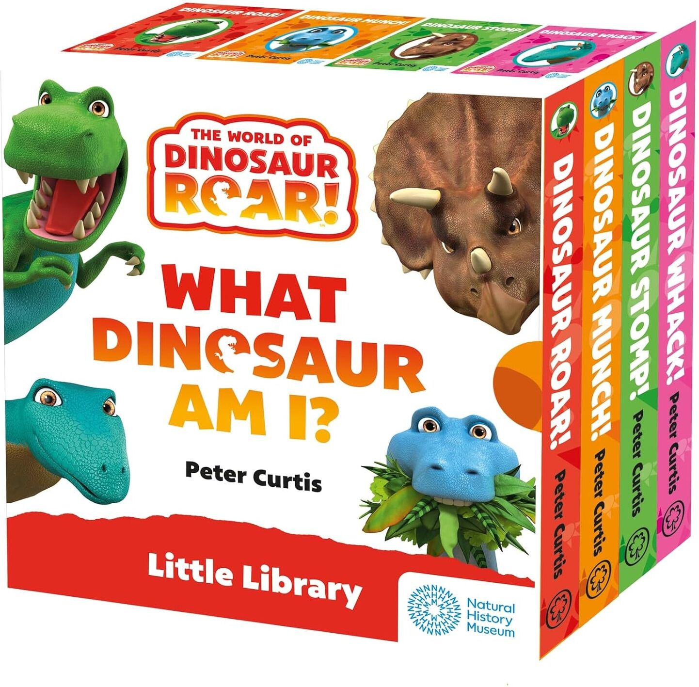 Orchard Books The World of Dinosaur Roar!: What Dinosaur Am I? Little Library Slipcase Set - Peter Curtis - 4 Board Books - Ages 3-5 - Fun Dino Guessing Game