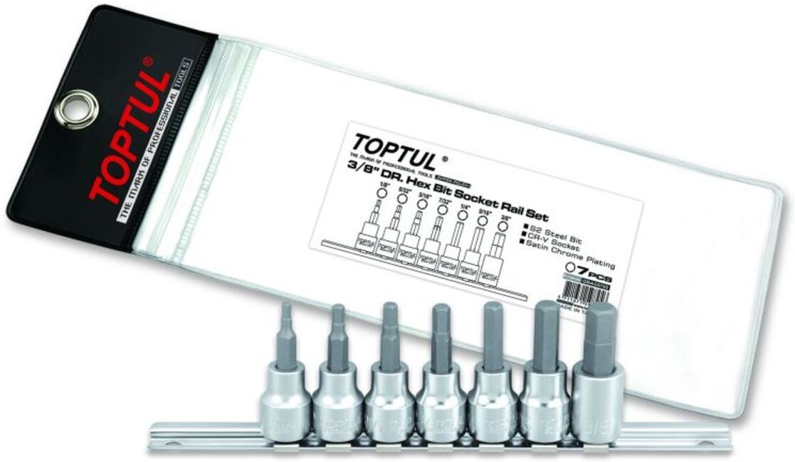 Toptul Set di bussole esagonali 3/8 7Stk 1/8 5/32 3/16 7/32 1/4 5/16 3/8 pollici
