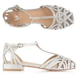 VIA MILANO Damen-Sandale Strass-Applikationen verstellbare Riemen Absatz ca. 2,3 cm