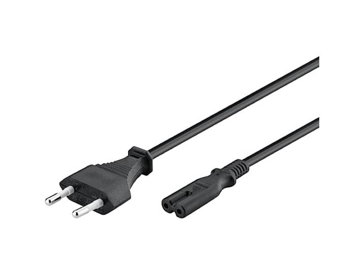 Goobay 95038 Euro netsnoer 2-polig Eurostekker type C & C7 bus universele stroomkabel eurokabel aansluitkabel zwart verlengkabel 3 m