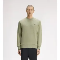 Fred Perry für Herren. M7535 Grünes Sweatshirt mit Rundhalsausschnitt (S), Lässig, Baumwolle, Langarm