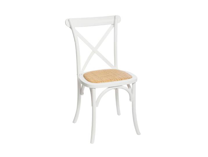 Chaise De Table Style Bistrot En Bois Blanc Et Rotin Tressé Atmosphera