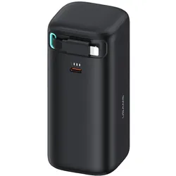 Usams Powerbank ze zwijanym kablem Lightning 18000 mAh PD45W Fast Charge XMF Series czarny/black 20K (18000 mAh, 45 W), Powerbank, Schwarz