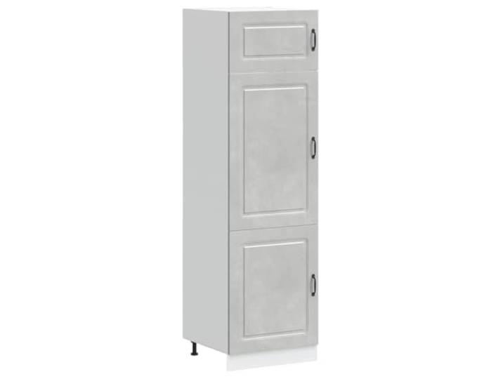 fsahslih Küchenschrank Kalmar 60x57x207 cm Betongrau Holzwerkstoff Hoher Haushaltschrank mit Türen und verstellbaren Füßen für reichlich Stauraum in Küche, Esszimmer oder Vorratsraum.
