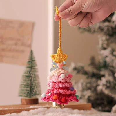 Uplift Essentials Knitted Christmas Tree Hanging Pendant With Jingle Bell style B