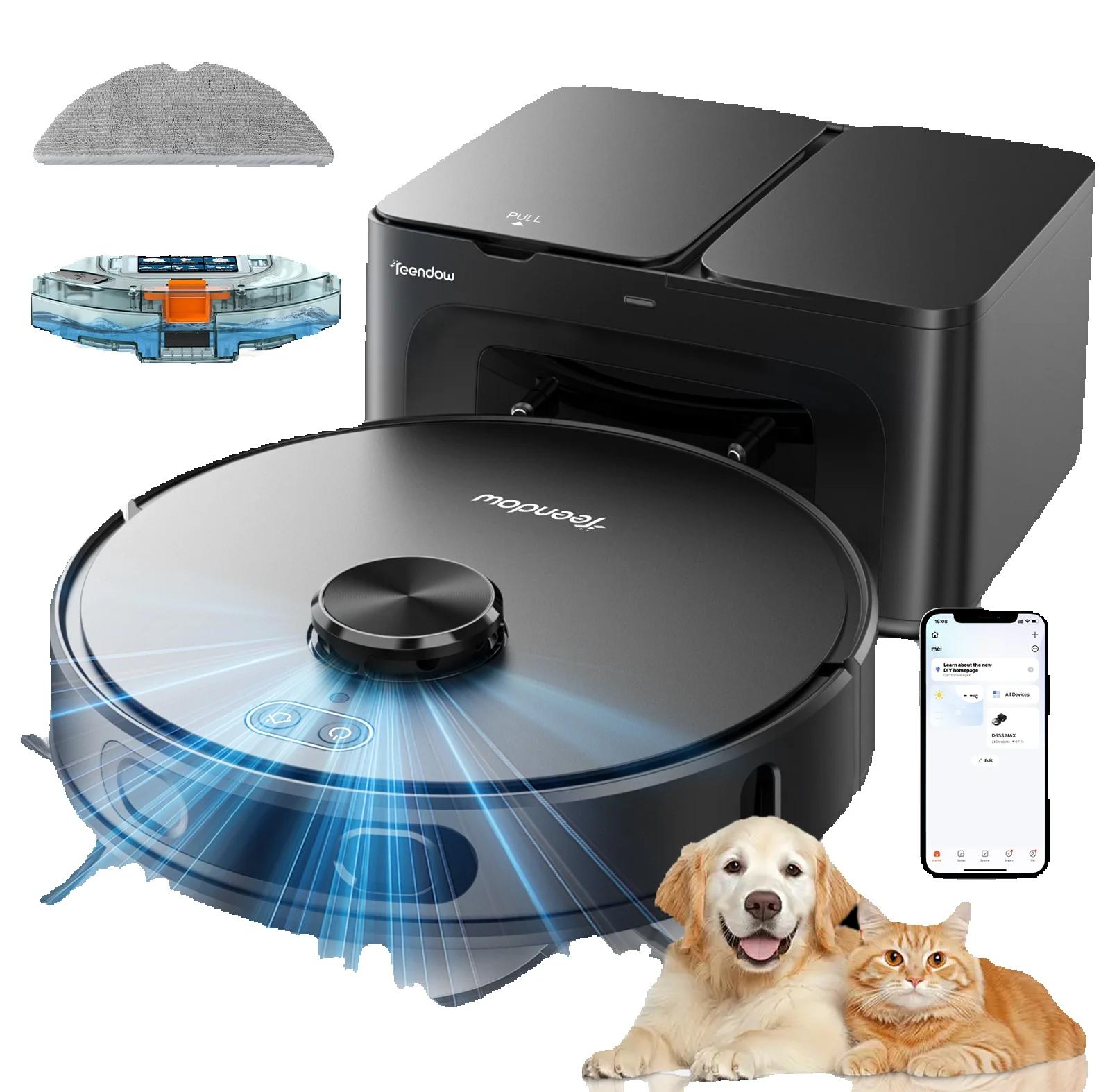 Roboterstaubsauger D65S MAX - 6000 Pa Saugkraft - 70 Tage Automatische Entleerung - 220 Minuten Laufzeit - 20 mm Hindernisüberquerung - 17 kPa Staubstation