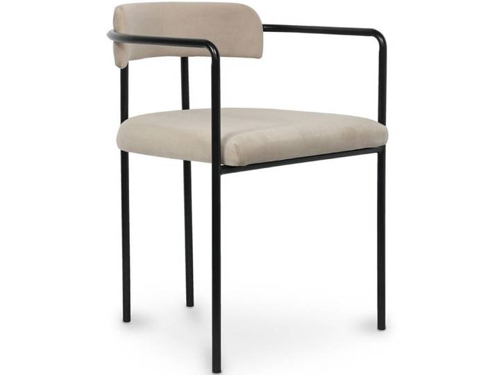 Chaise de salle à manger tapissée - Velours - Yara Taupe