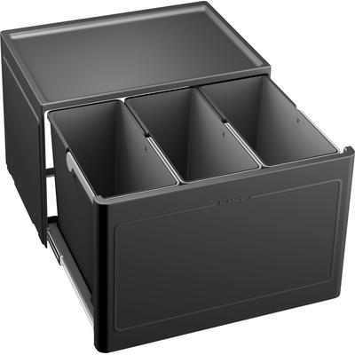Mülltrennsystem BLANCO "Botton Pro 60/3", schwarz, B:40cm H:35cm T:56cm, Kunststoff, Mülleimer, Mülltrennsystem, Automatic, Kunststoff, 60 mm Untermass